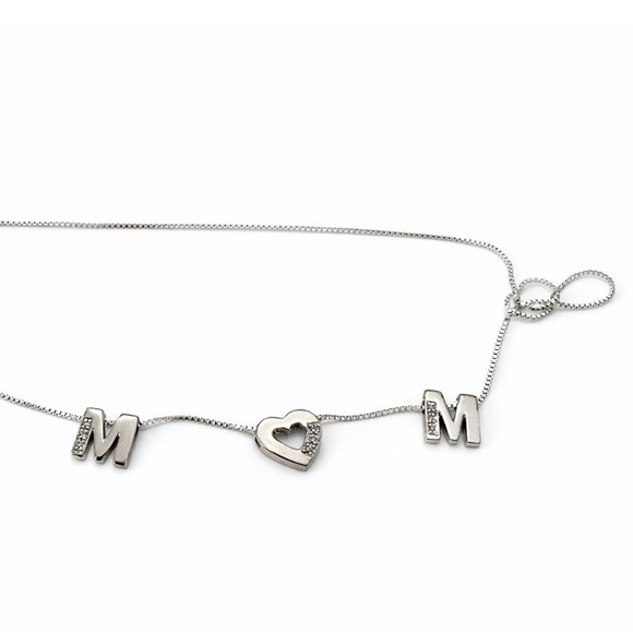 Sterling Silver 'MOM' Necklace 18” with CZ stones with original box - Picture 3 of 8